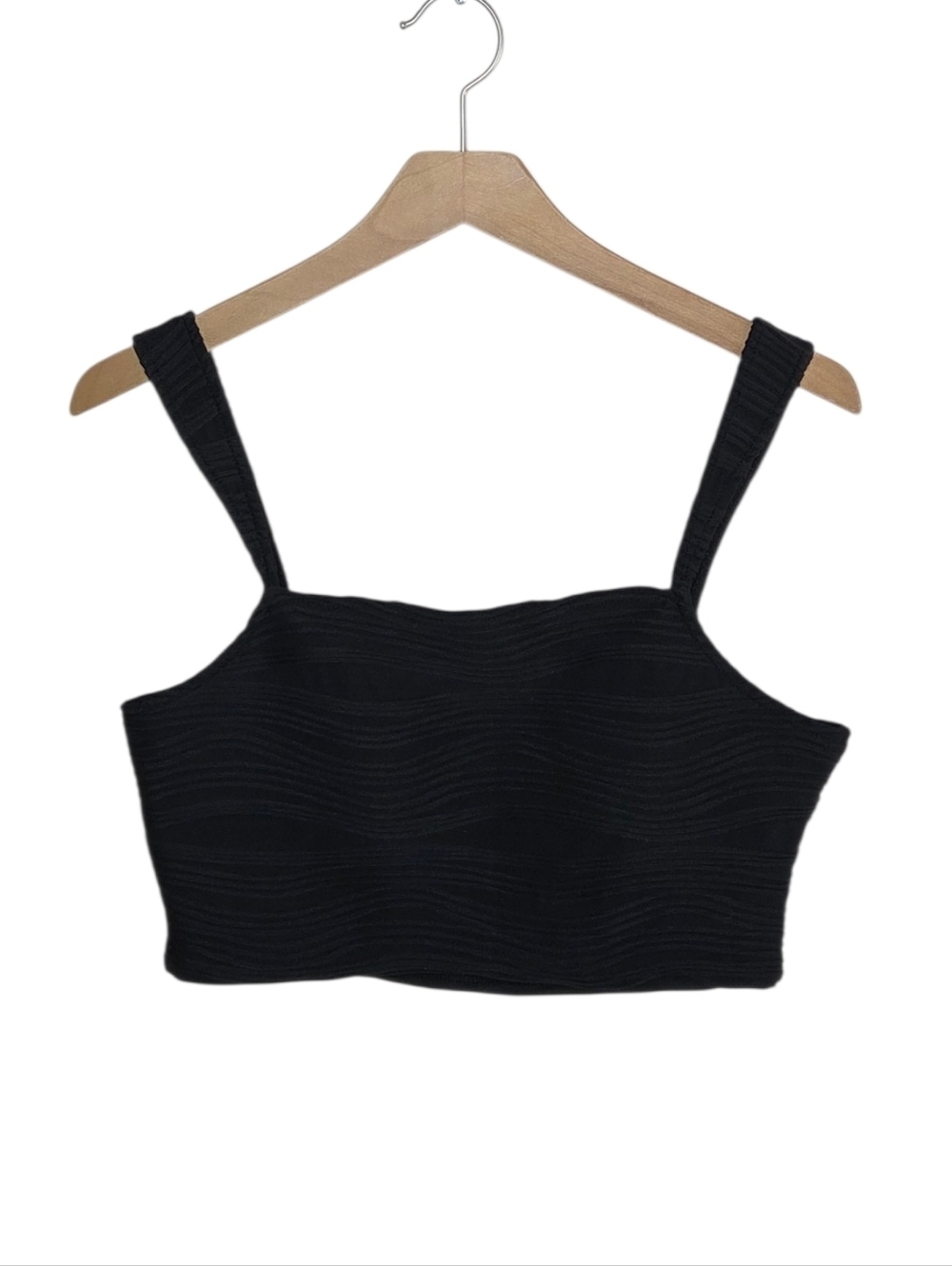 Shein Black Textured Cropped Tank Top Size Large